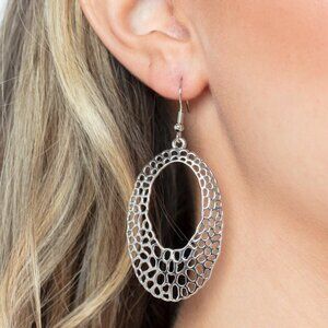 Paparazzi Jewelry Accessories - The HOLE Nine Yards - Silver Earrings - Vintage